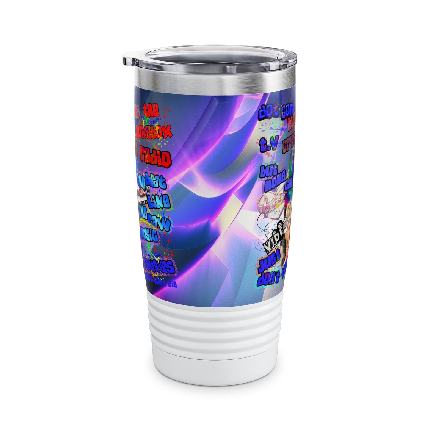 drop the beat - Ringneck Tumbler, 20oz  (grey-pink wave)