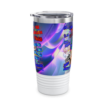 drop the beat - Ringneck Tumbler, 20oz  (grey-pink wave)