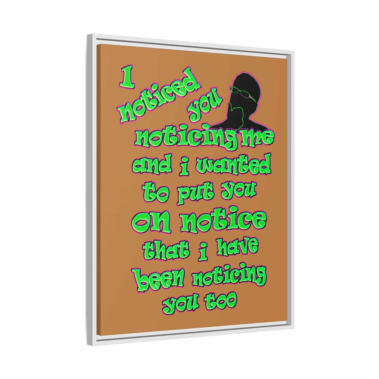 noticed you noticing - framed canvas art (light brown)