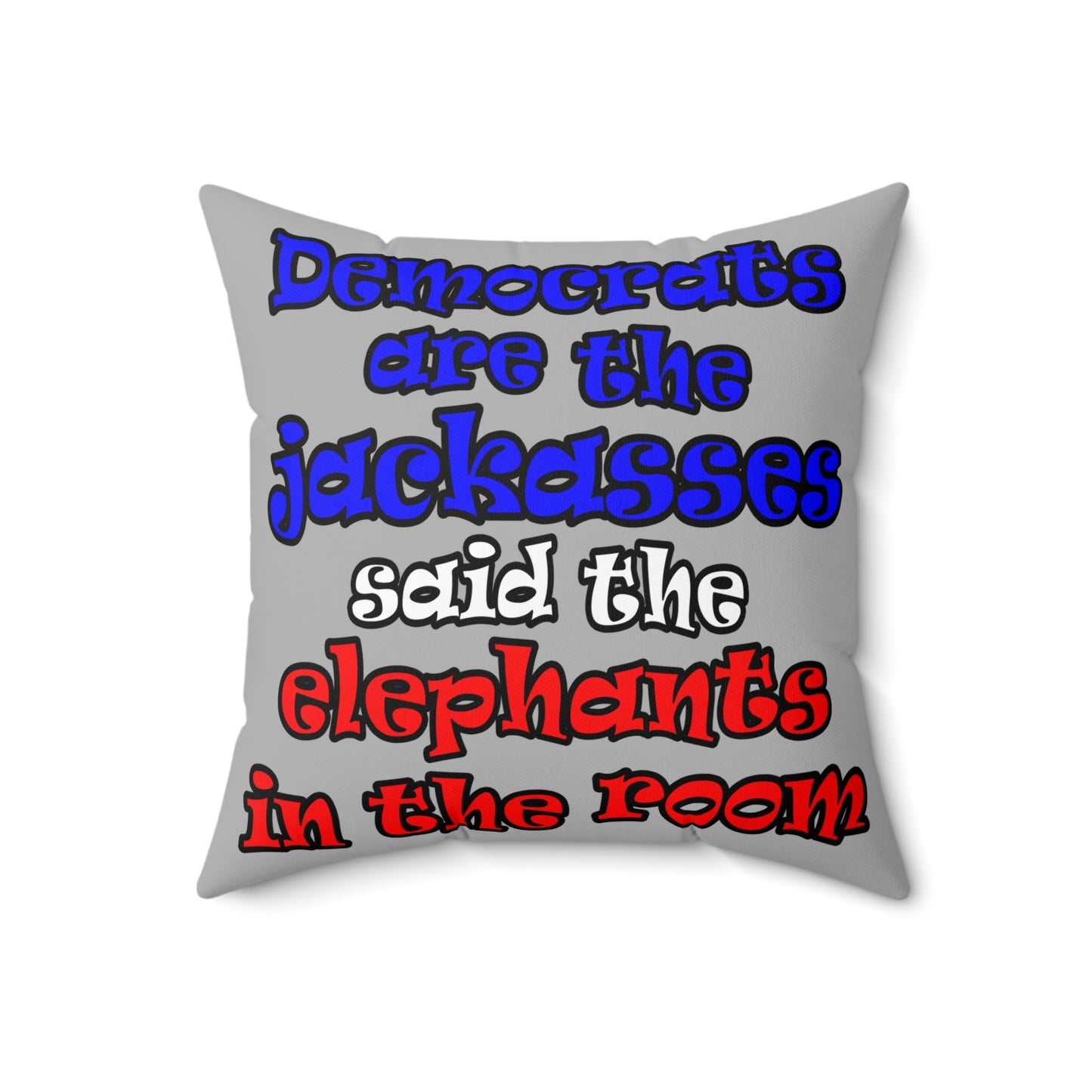 donkeys and elephants - Spun Polyester Square Pillow - (light grey)