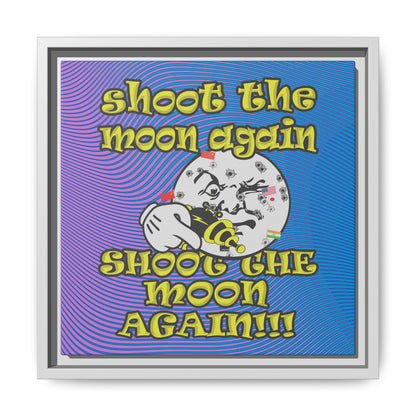shoot the moon again - framed canvas art (light blue-purple wave)