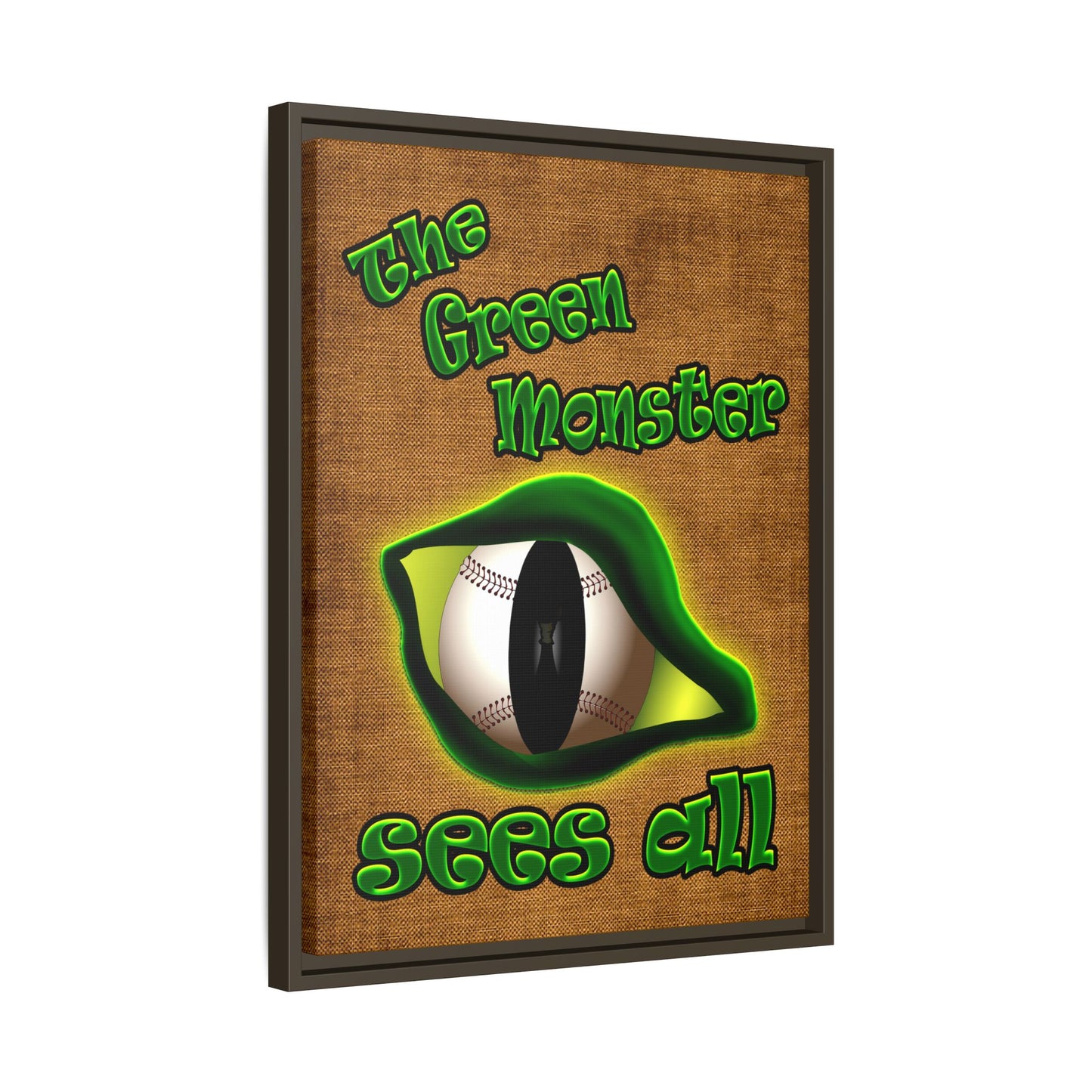 green monster - framed canvas art (brown papyrus)
