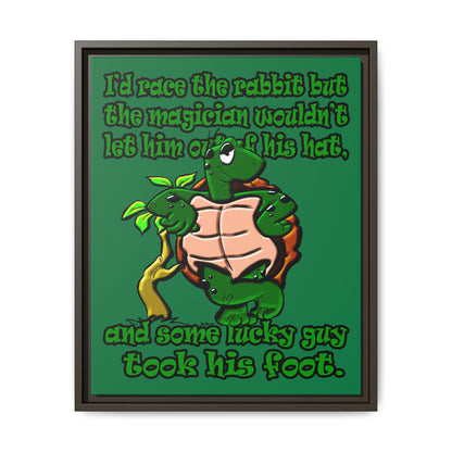 turtle race - framed canvas art (dark green)