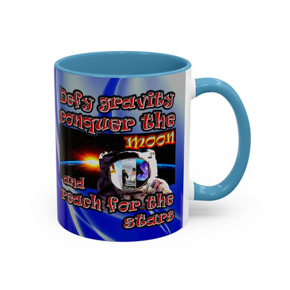 defy conquer reach - Accent Mug (blue-white wave)
