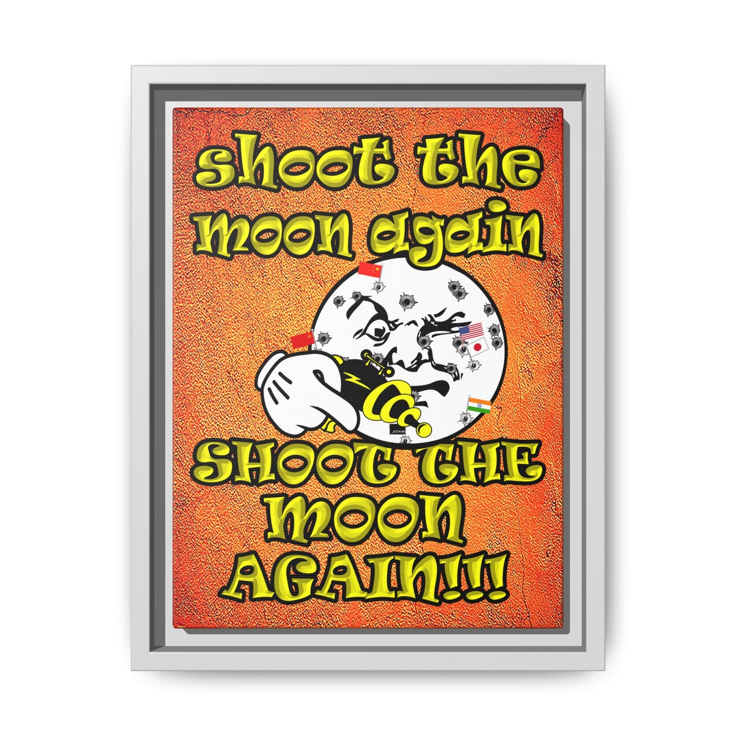 shoot the moon again - framed canvas art (burnt orange)