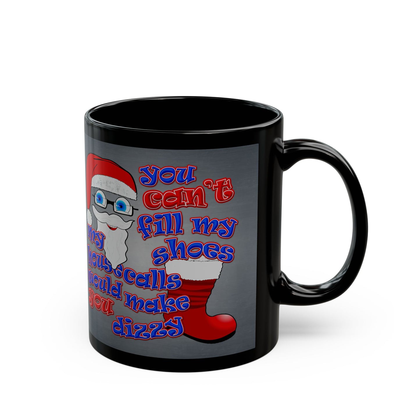 santa's shoes - Black Mug (grey-light grey)