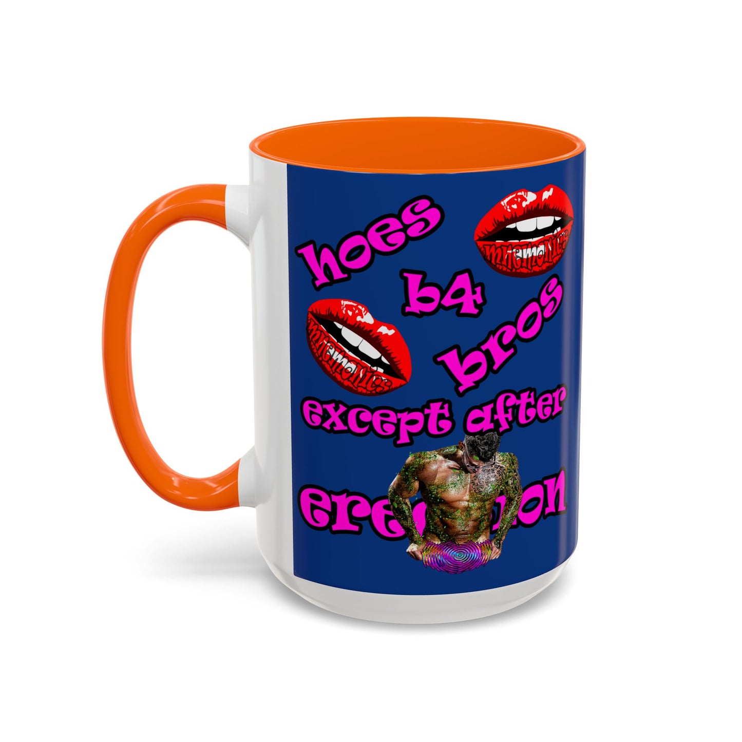 hoes b4 bros - Accent Mug (dark blue)