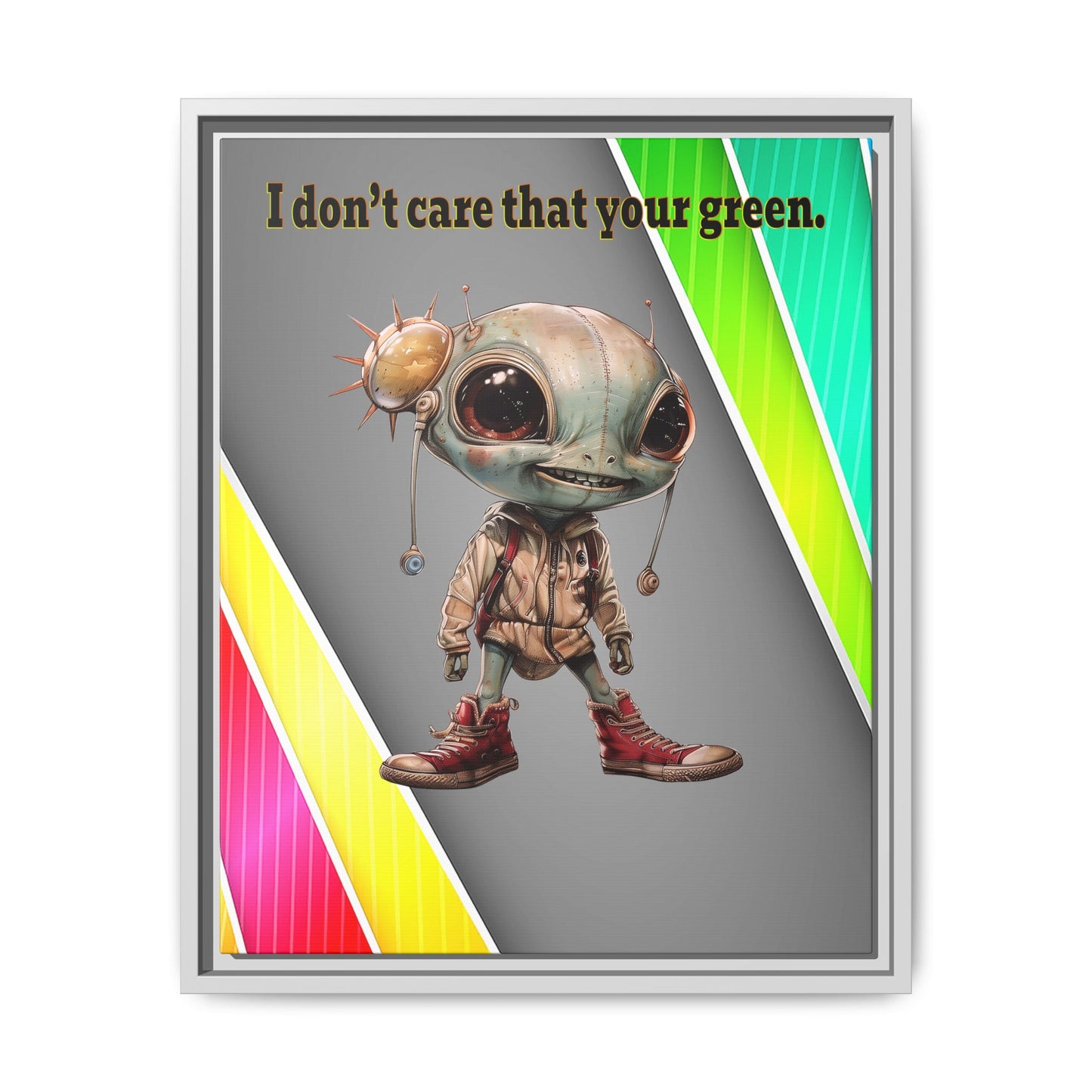 I don't care that your green - framed canvas art (rainbow split)