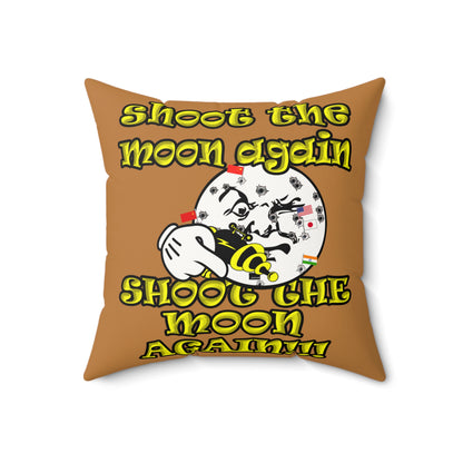 shoot the moon again - Faux Suede Square Pillow - (light brown)