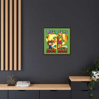 love peace - framed canvas art (green)