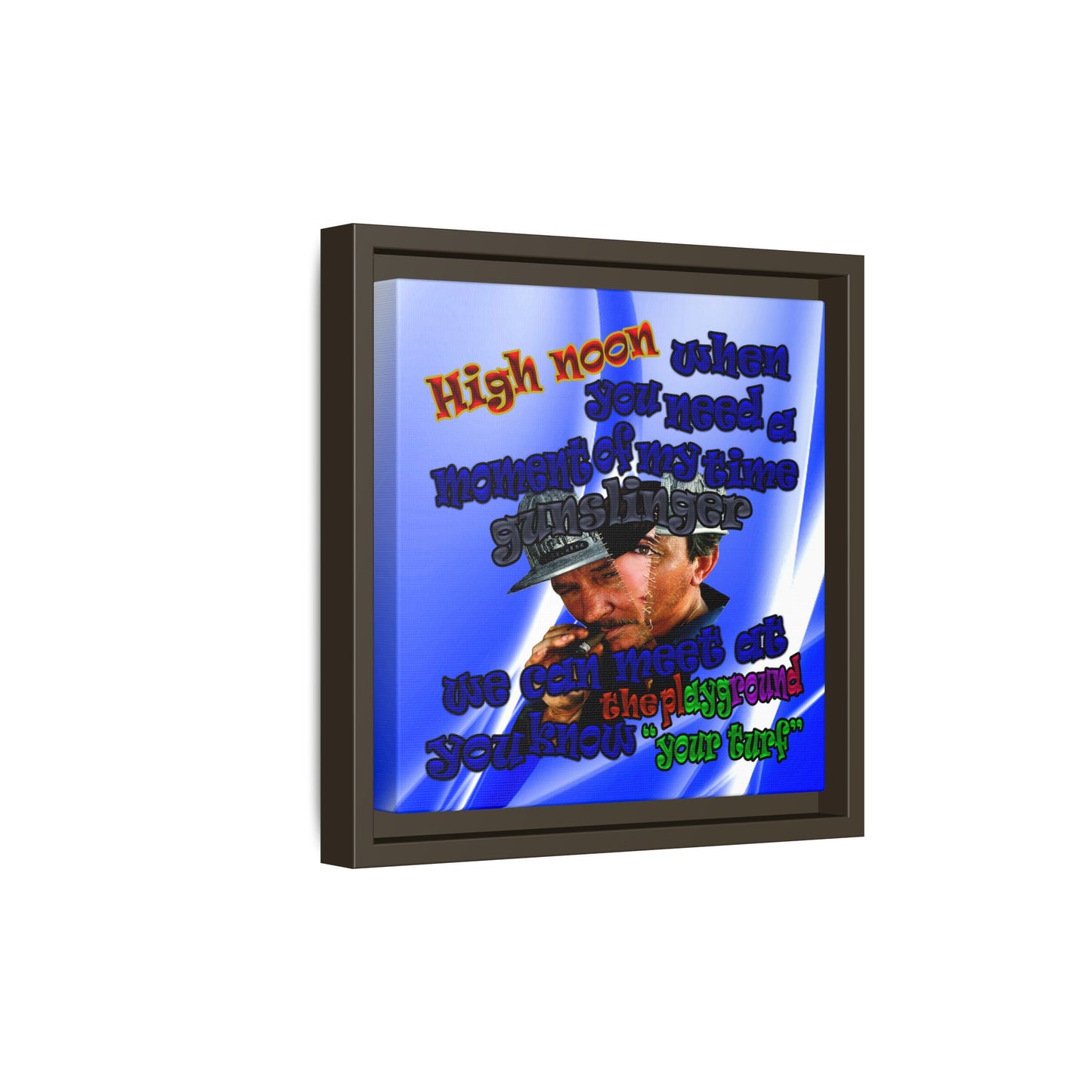 high noon - framed canvas art (blue-white wave)