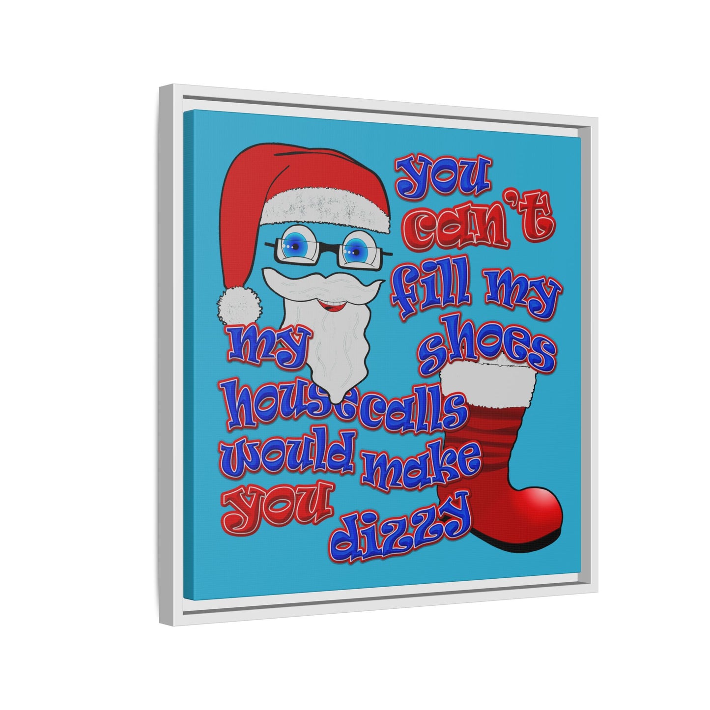 santa's shoes - framed canvas art (turquoise)