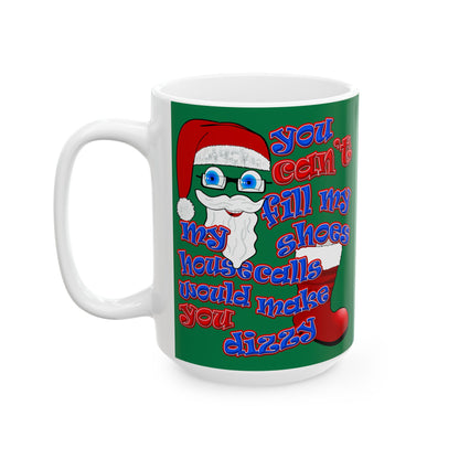 santa's shoes - White Mug (dark green)