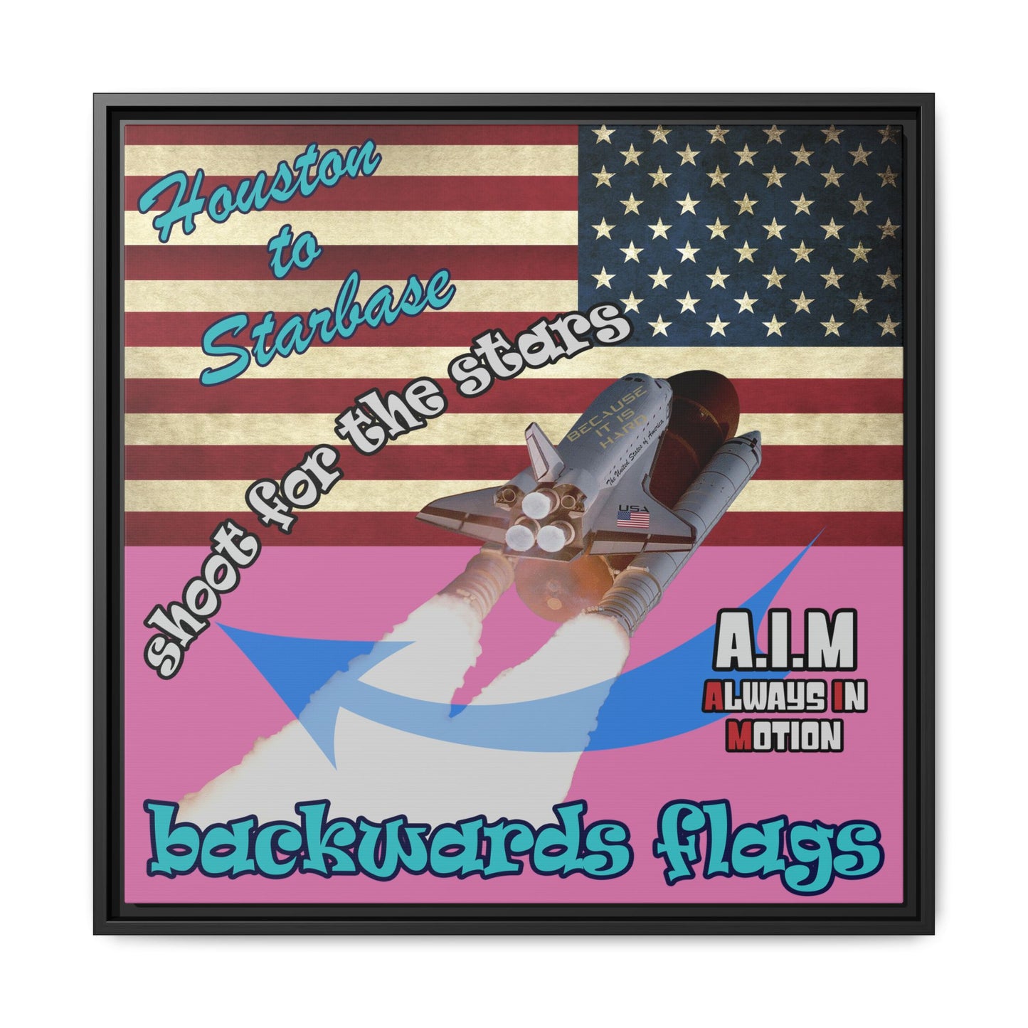 shoot for the stars - framed canvas art (light pink)