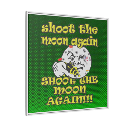 shoot the moon again - framed canvas art (logo green)