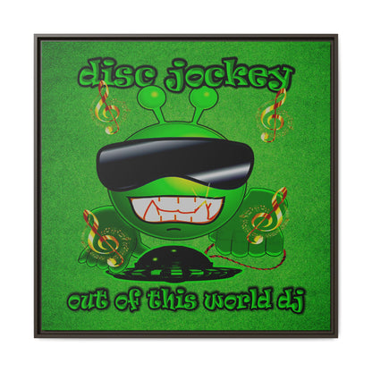 disc jockey - framed canvas art (green turf)