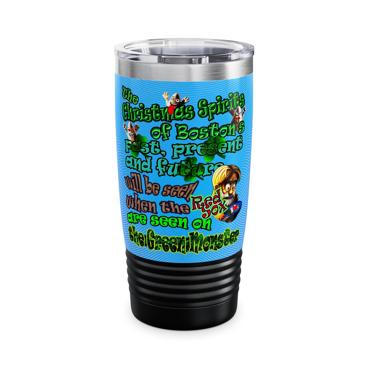 christmas spirits of boston - Ringneck Tumbler, 20oz (light blue-purple wave)