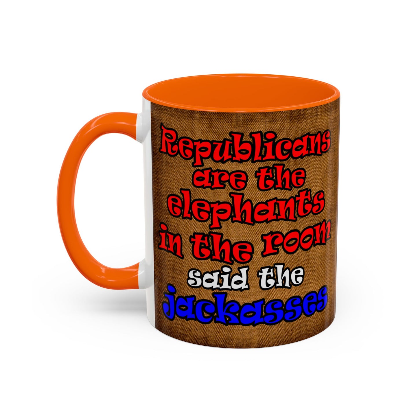 donkeys and elephants - Accent Mug (brown papyrus)