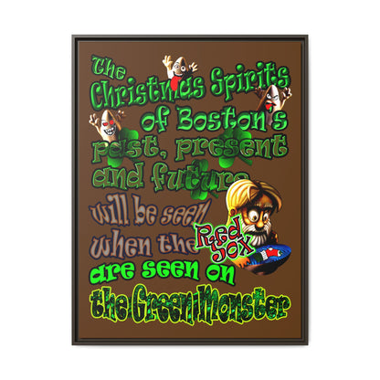 christmas spirits of boston - framed canvas art (brown)