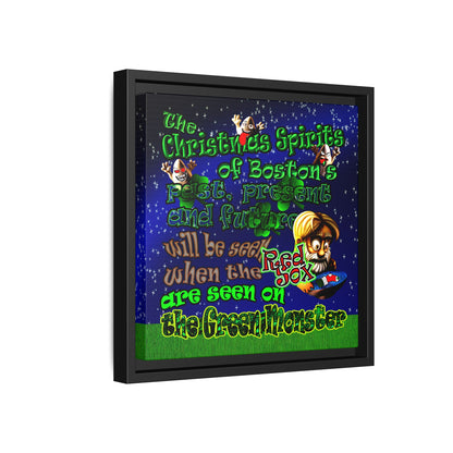 christmas spirits of boston - framed canvas art ('snoops' background)