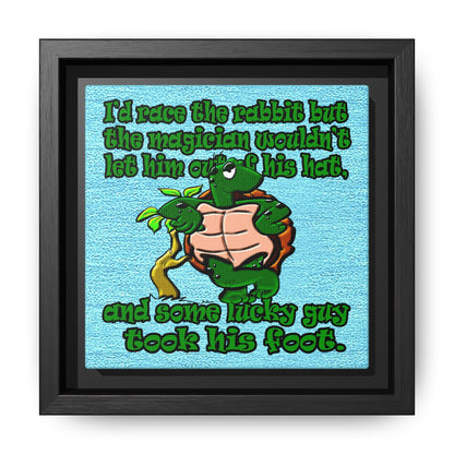 turtle race - framed canvas art (faded blue)