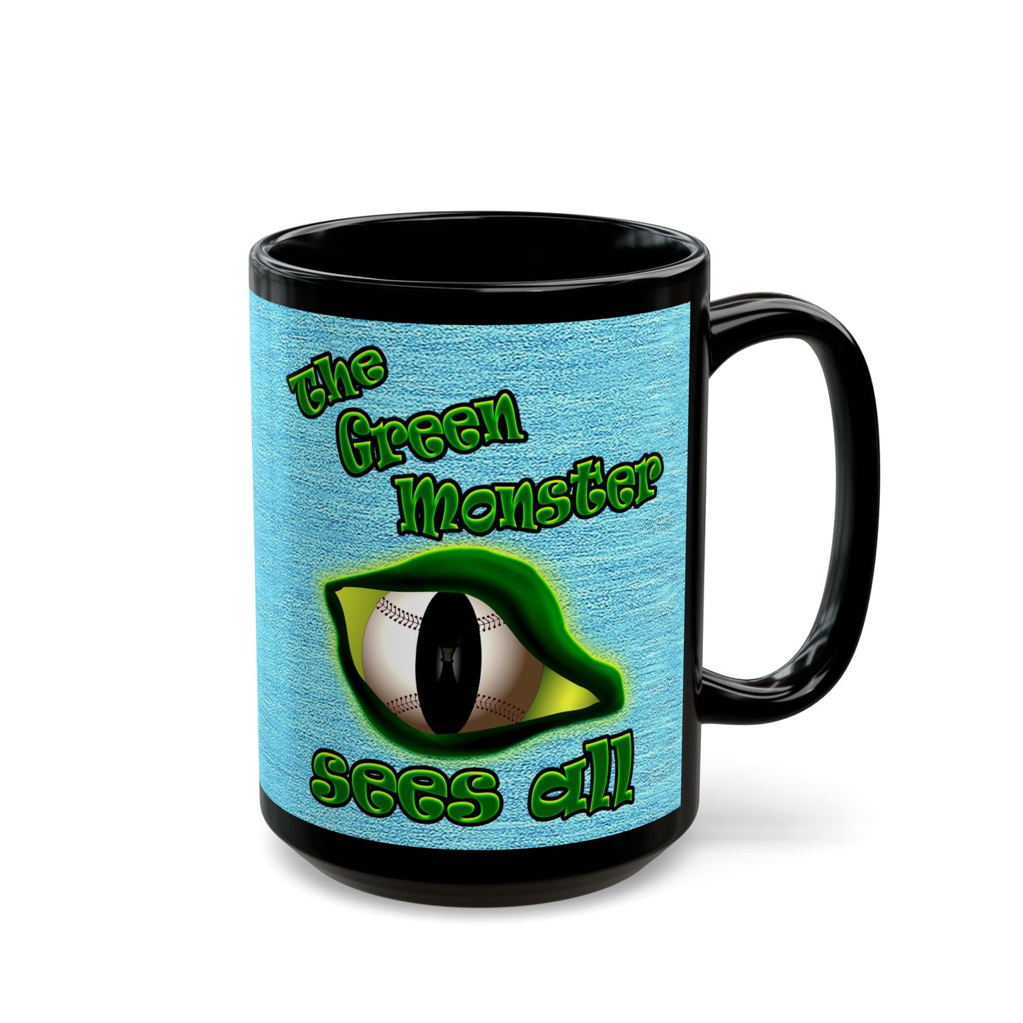 green monster - Black Mug (faded blue)