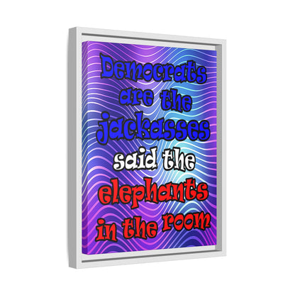 donkeys and elephants - framed canvas art (purple wave)
