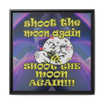 shoot the moon again - framed canvas art (grey-pink wave)