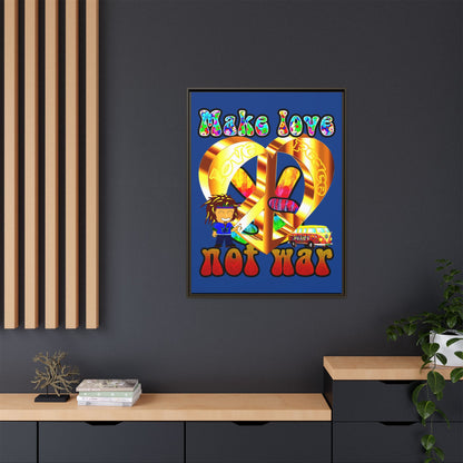 love peace - framed canvas art (dark blue)