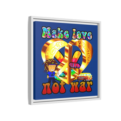 love peace - framed canvas art (dark blue)