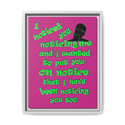 noticed you noticing - framed canvas art (pink)