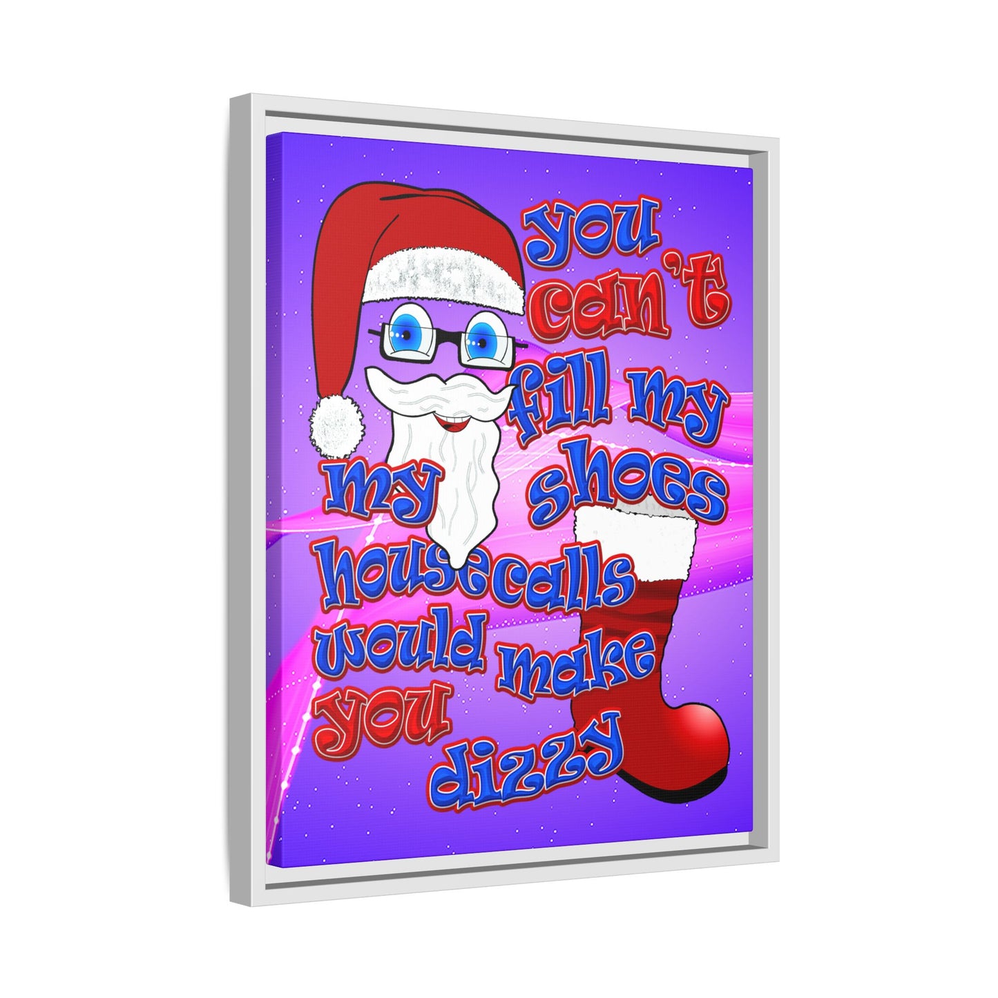 santa's shoes - framed canvas art (purple-pink wave)