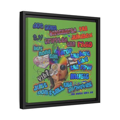 drop the beat - framed canvas art (green)