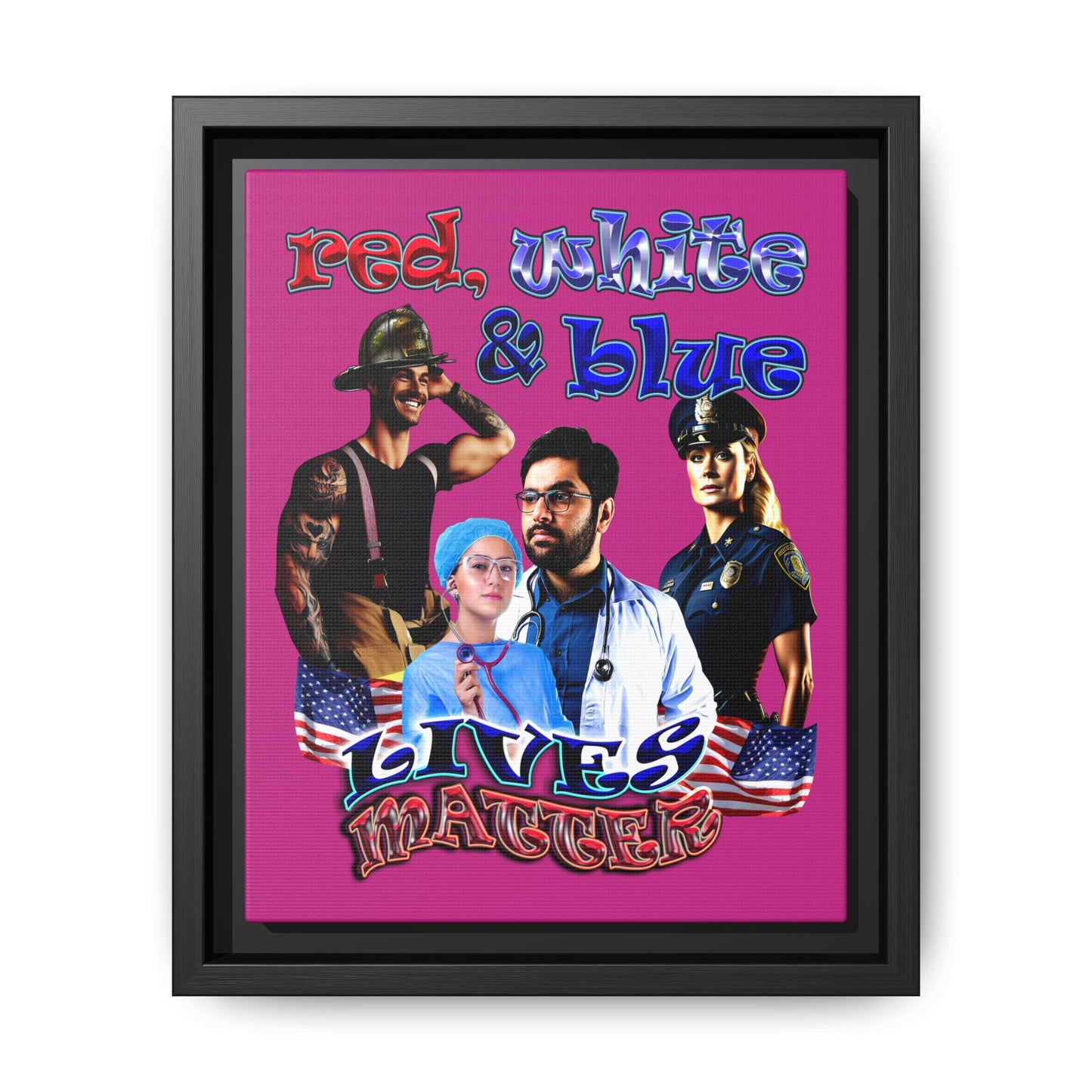 rw&b lives matter - framed canvas art (pink)