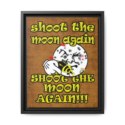 shoot the moon again - framed canvas art (brown papyrus)