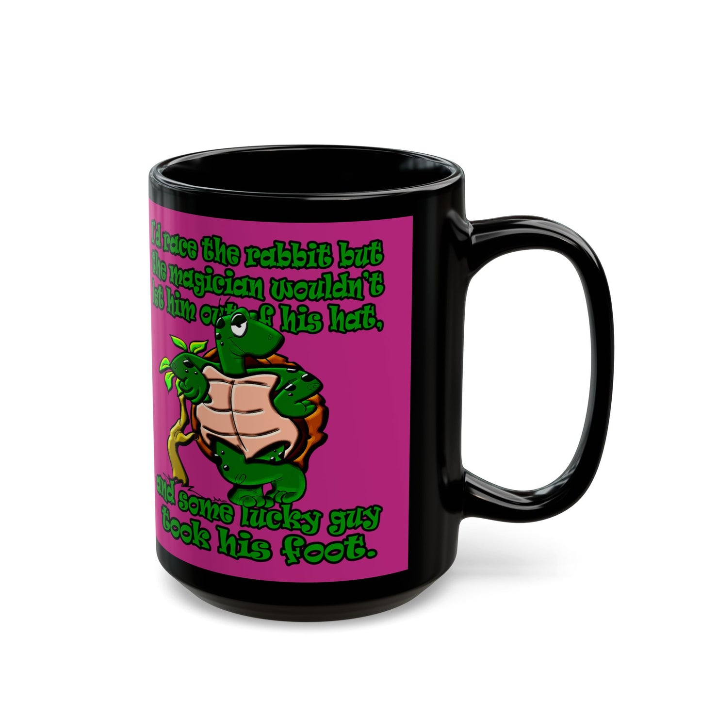 turtle race - Black Mug (pink)