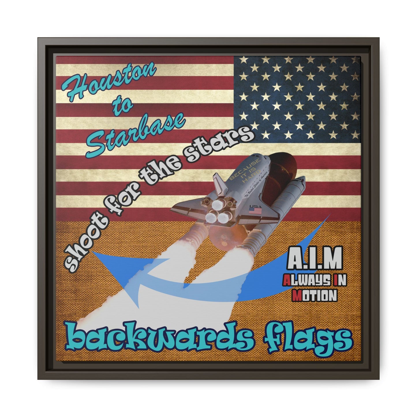 shoot for the stars - framed canvas art (brown papyrus)
