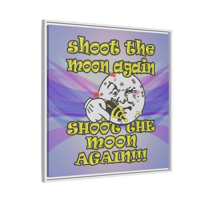 shoot the moon again - framed canvas art (light blue-pink wave)