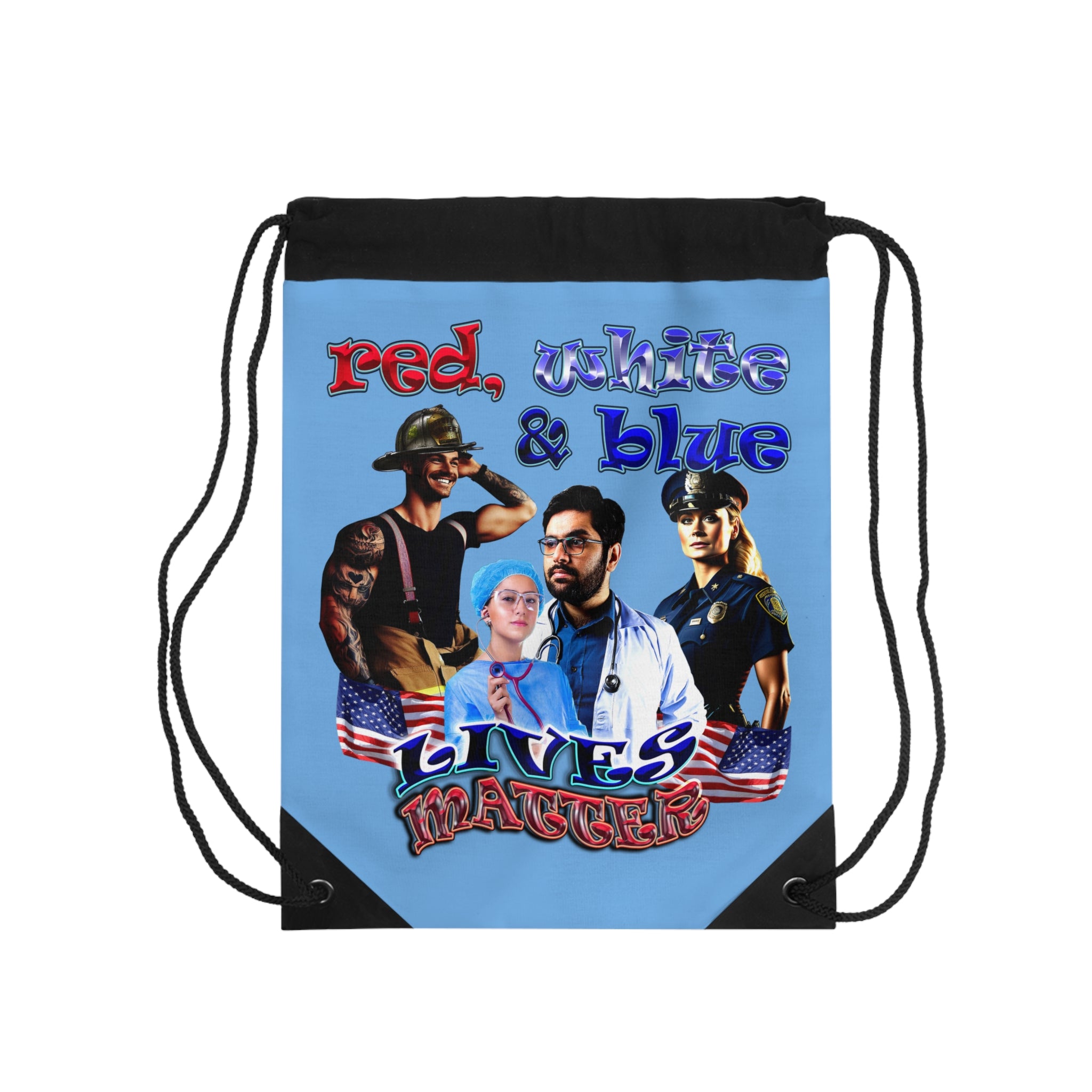 rw&b lives matter - Drawstring Bag (light blue)