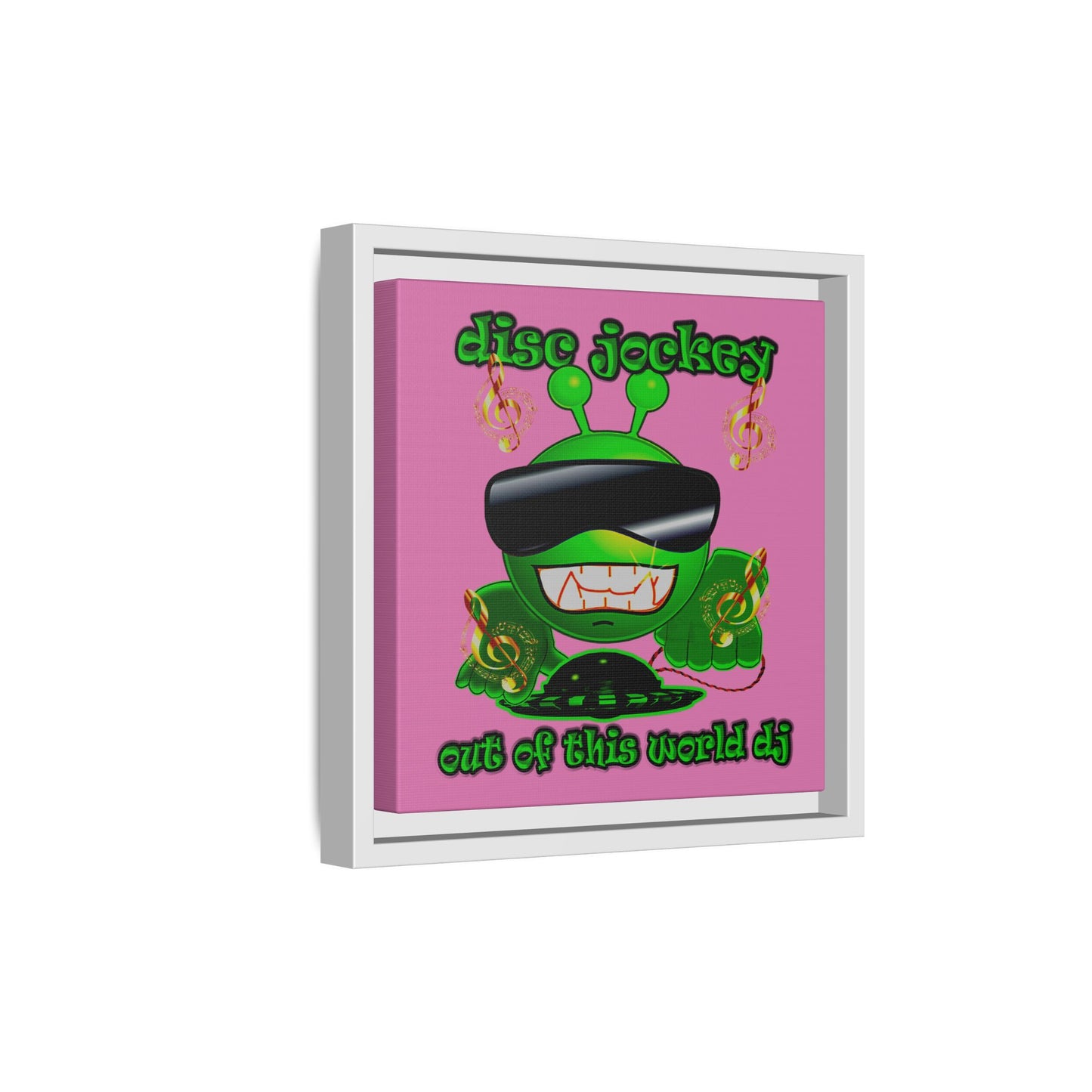 disc jockey - framed canvas art (light pink)