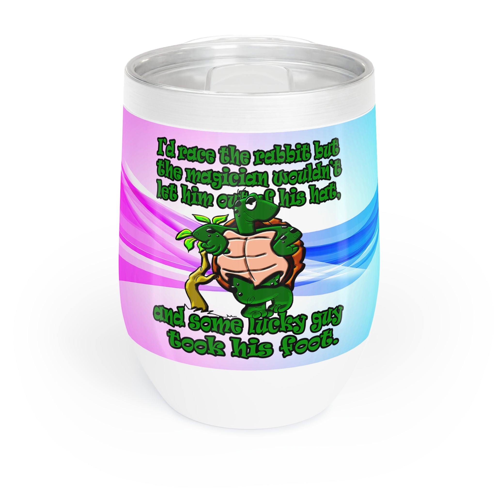 turtle race - Chill Wine Tumbler (light blue-pink wave)