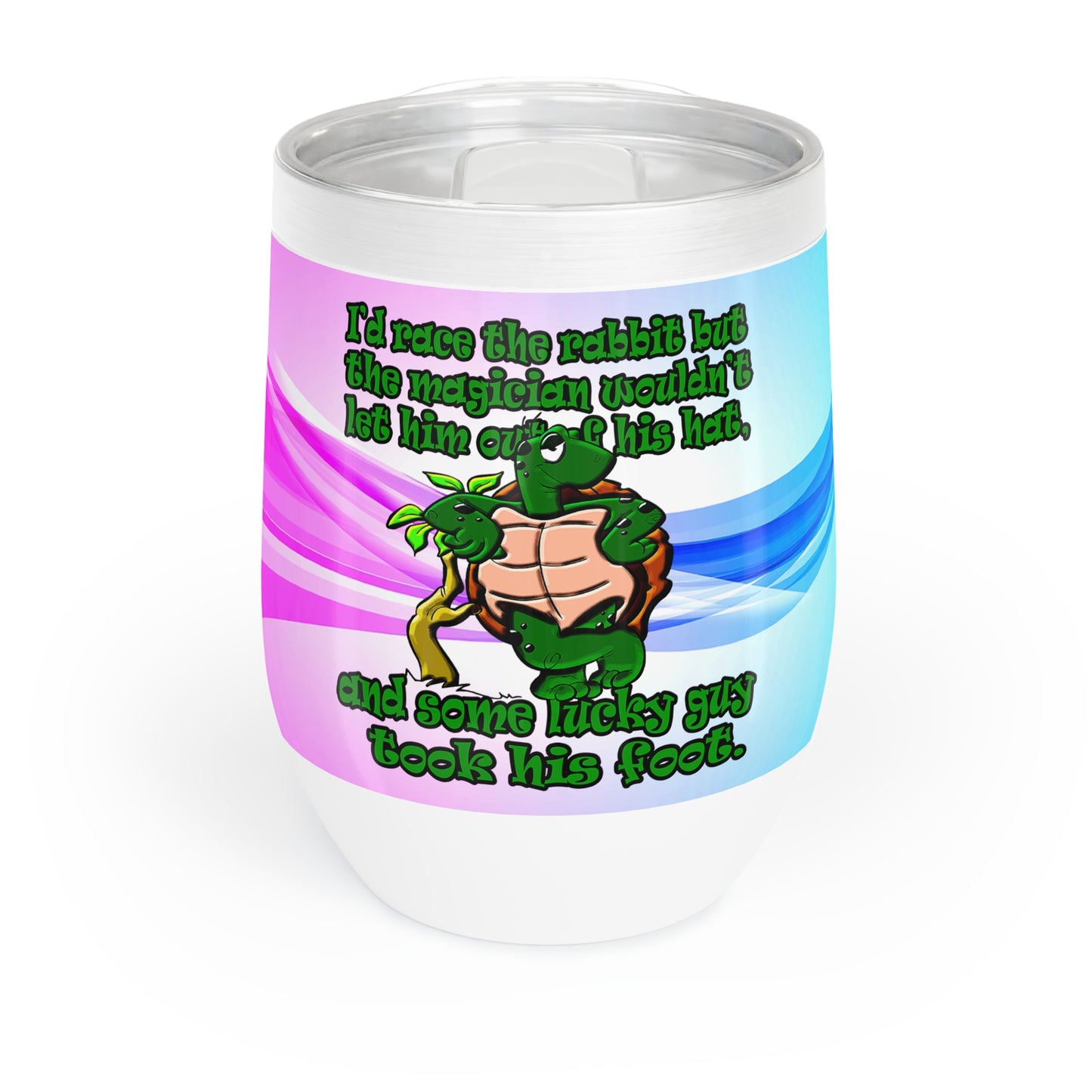 turtle race - Chill Wine Tumbler (light blue-pink wave)