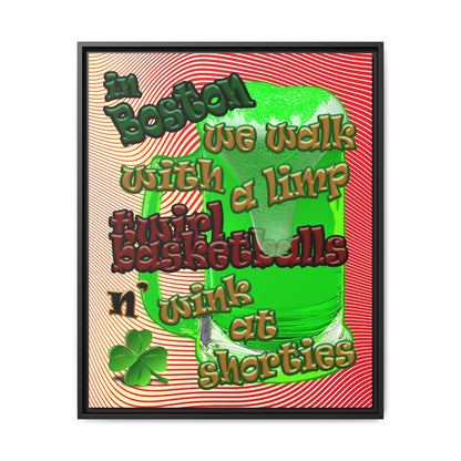 celtics logo - framed canvas art (yellow-orange wave)
