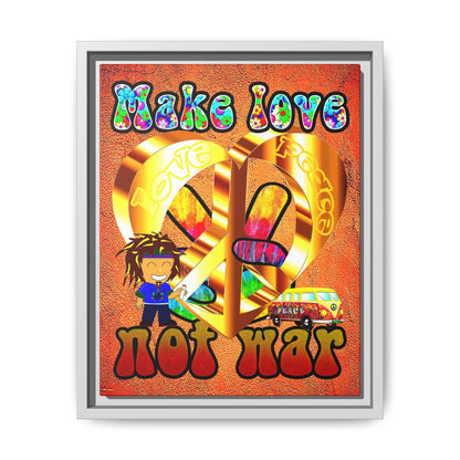 love peace - framed canvas art (burnt orange)