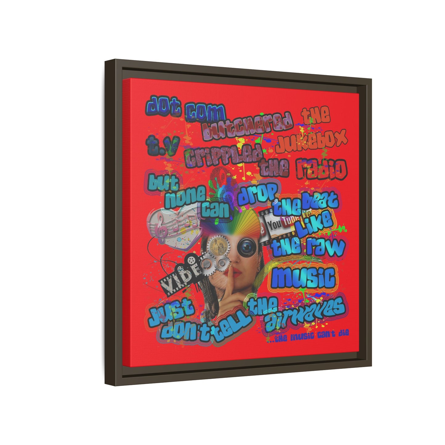 drop the beat - framed canvas art (red)
