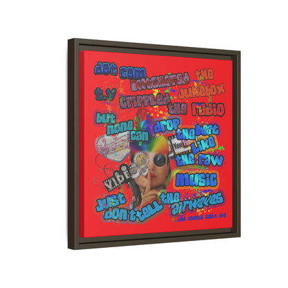 drop the beat - framed canvas art (red)