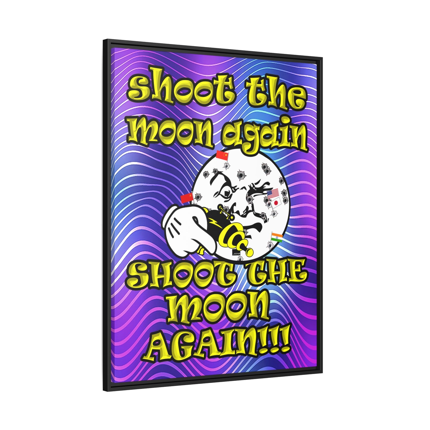 shoot the moon again - framed canvas art (purple wave)