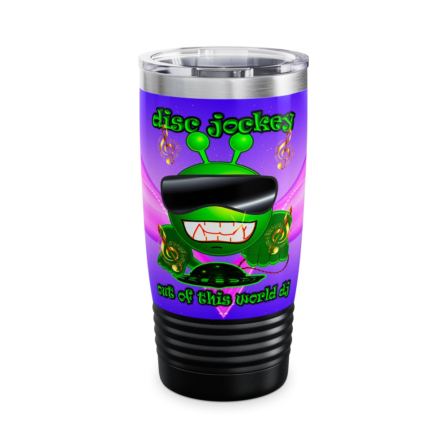 disc jockey - Ringneck Tumbler, 20oz (purple-pink wave)