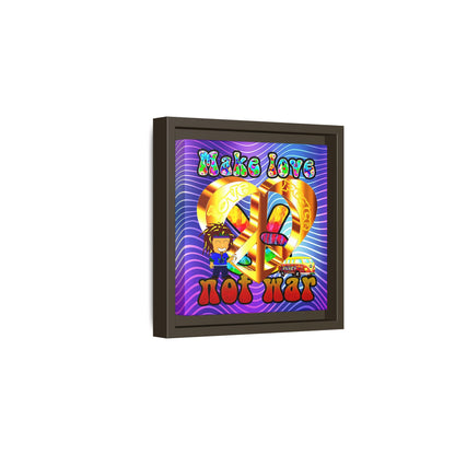 love peace - framed canvas art (purple wave)