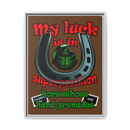 my luck - framed canvas art (brown)